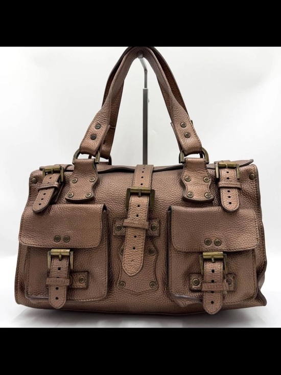 Mulberry Handbags - Mulberry Brown Pebbled Leather Buckle Satchel